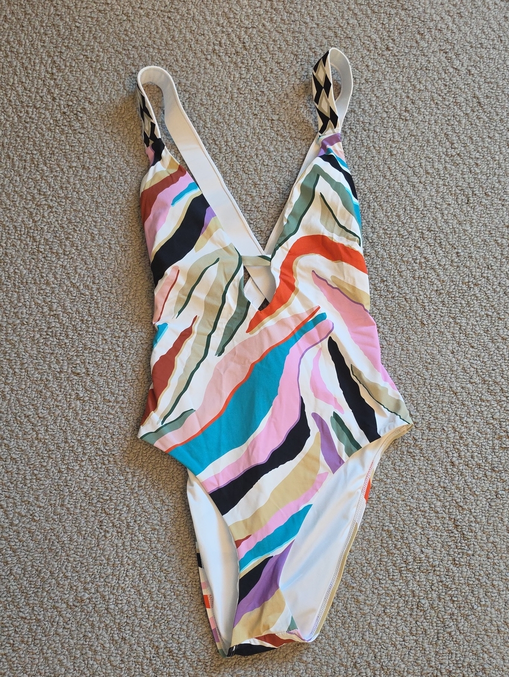 Colorful Abstract Stripe One-Piece Swimsuit